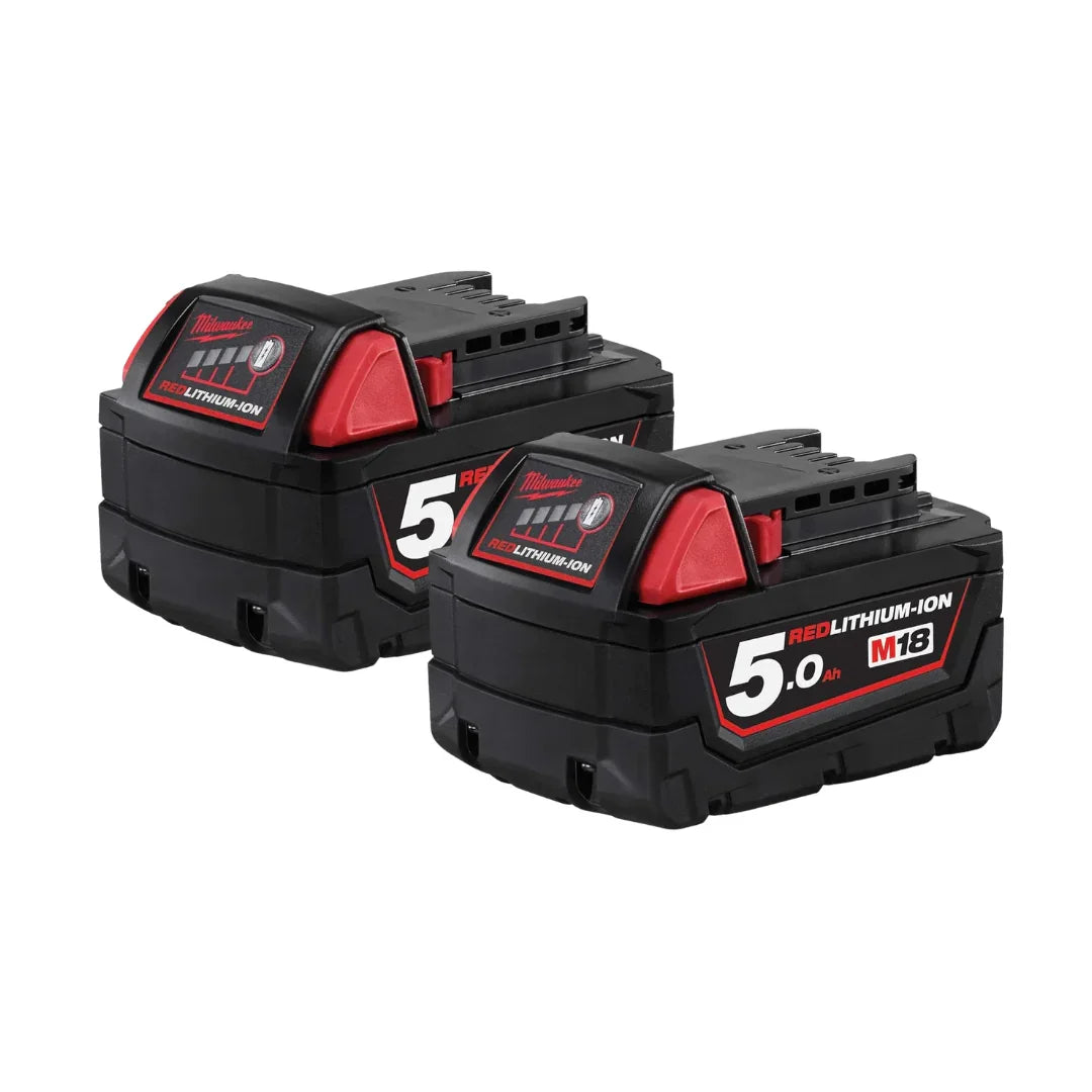 Milwaukee M18B5 18V Lithium-Ion Battery Pack – Two 5.0Ah Batteries