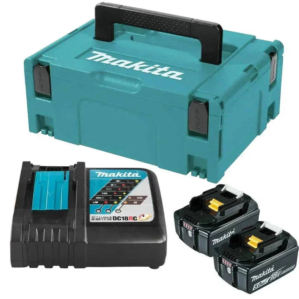 MAKITA 18V LXT BL1850B 5.0AH BATTERIES 2-PACK WITH CHARGER AND MAKPAC