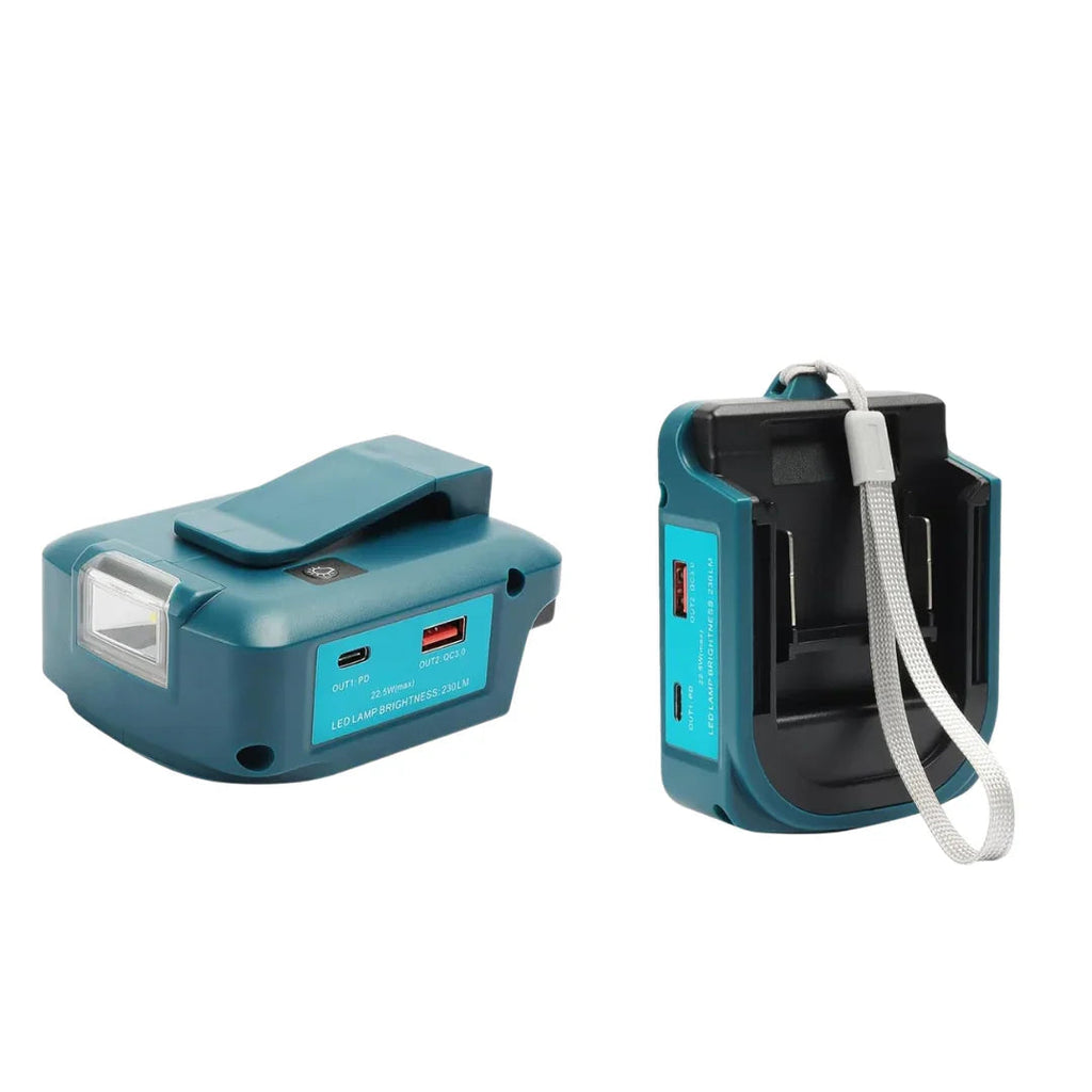 Makita ADP05 Cordless USB Power Adapter + 2× 18V 5.0Ah Batteries