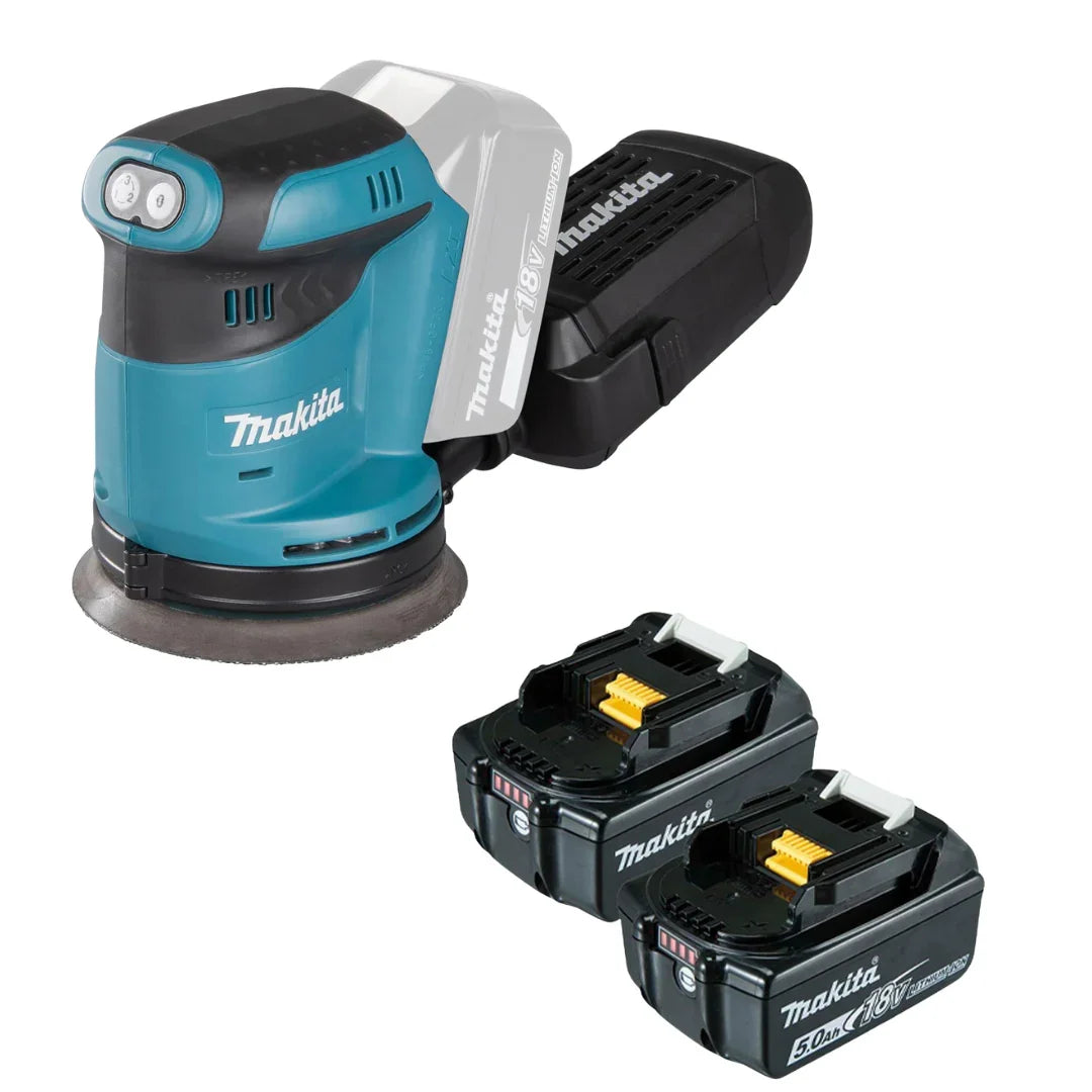 MAKITA 18V LXT SANDER KIT + 2X 5.0AH BATTERIES